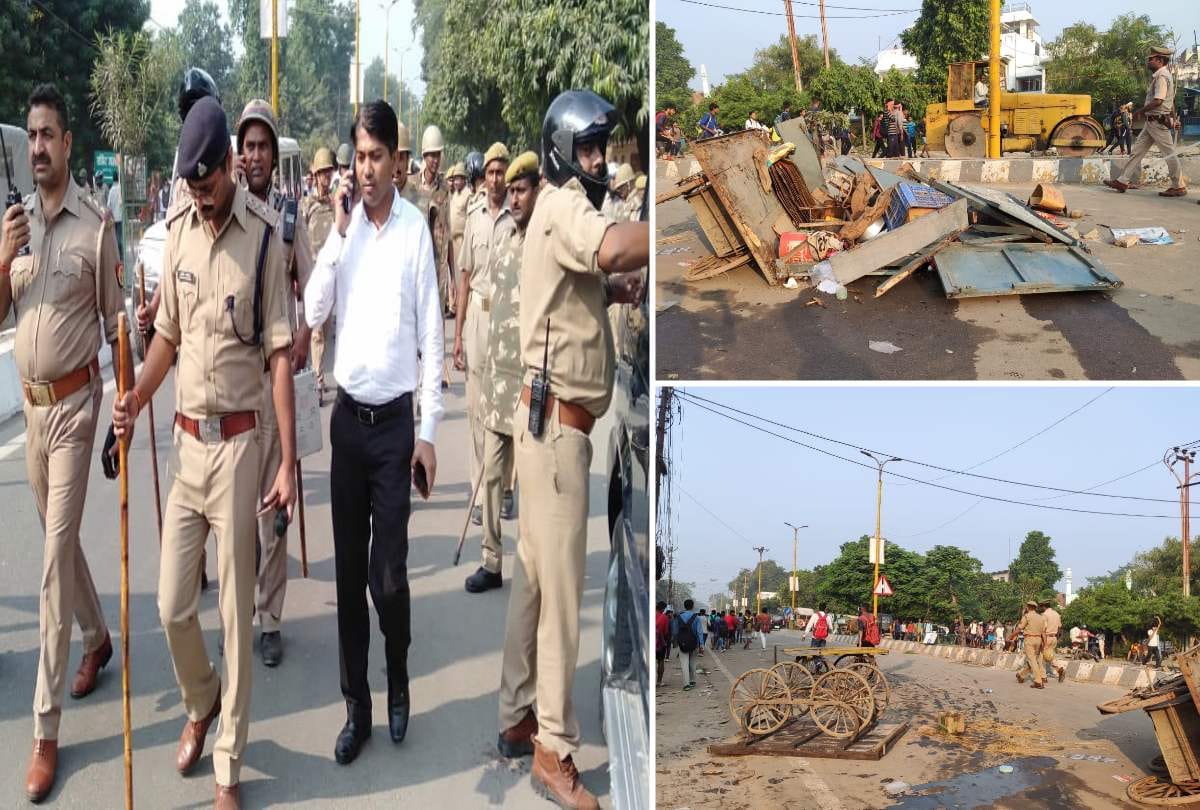 Uttar pradesh ayodhya sena bharti youth who came for exam create furor chaos force deployed