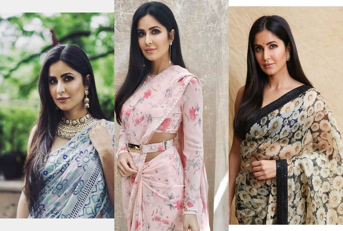 Diwali 2019 katrina kaif different style in floral saree