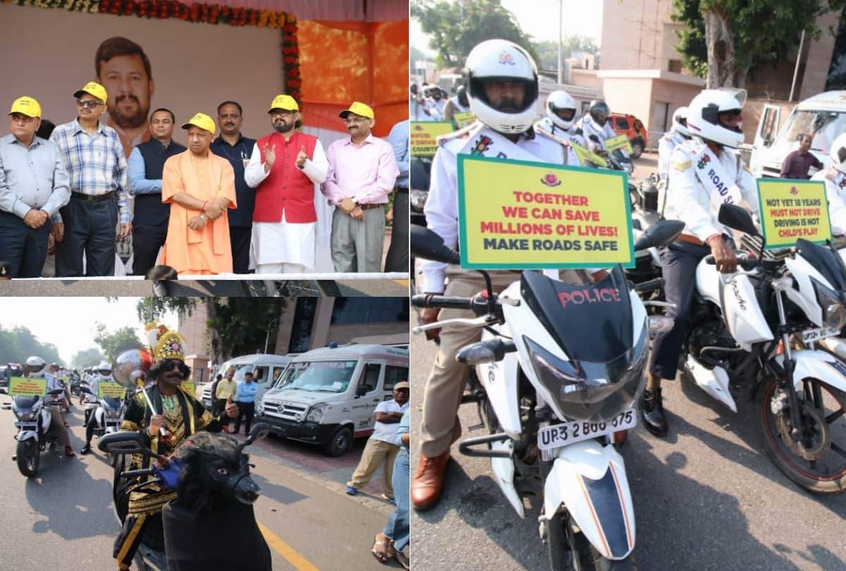 cm yogi flag off road safety rally by school students in lucknow