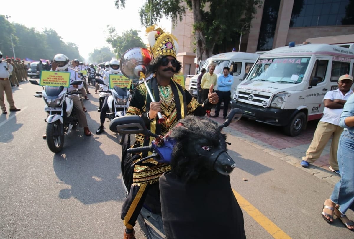 cm yogi flag off road safety rally by school students in lucknow