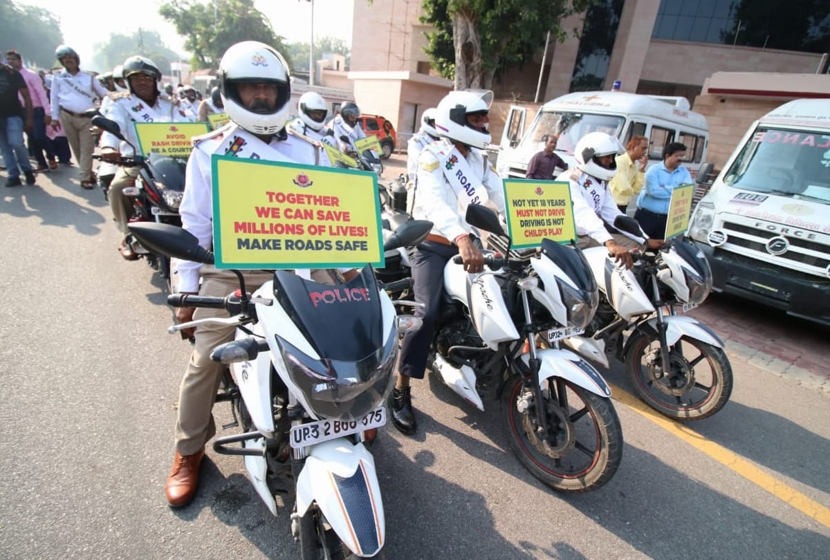 cm yogi flag off road safety rally by school students in lucknow