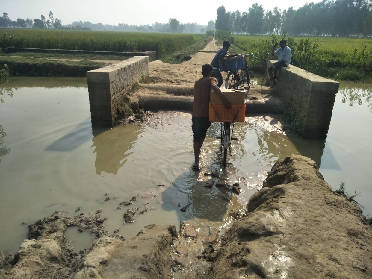 The construction of culvert is incomplete, water movement becomes compulsion