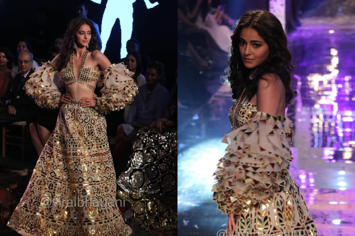ananya pandey slays in abu jani sandeep khosla designer mirror lehenga