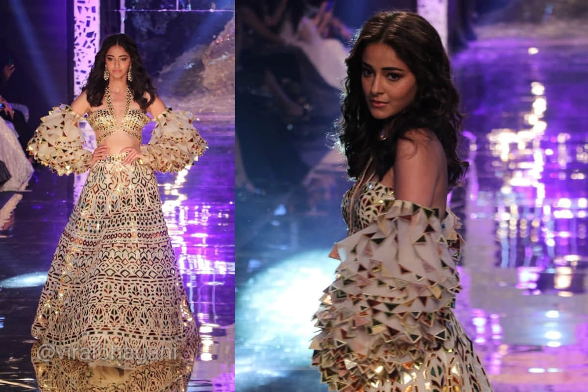 ananya pandey slays in abu jani sandeep khosla designer mirror lehenga
