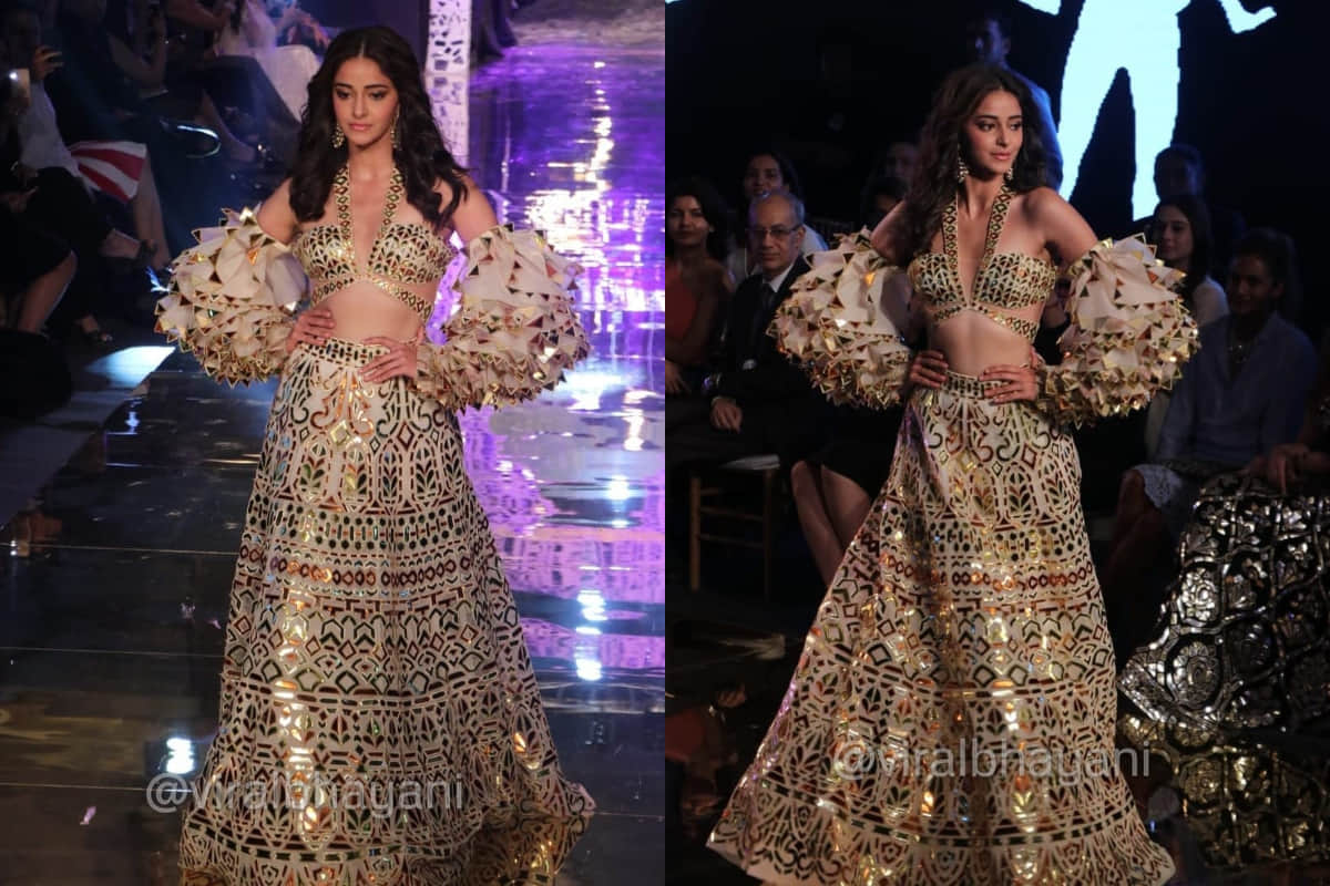 ananya pandey slays in abu jani sandeep khosla designer mirror lehenga