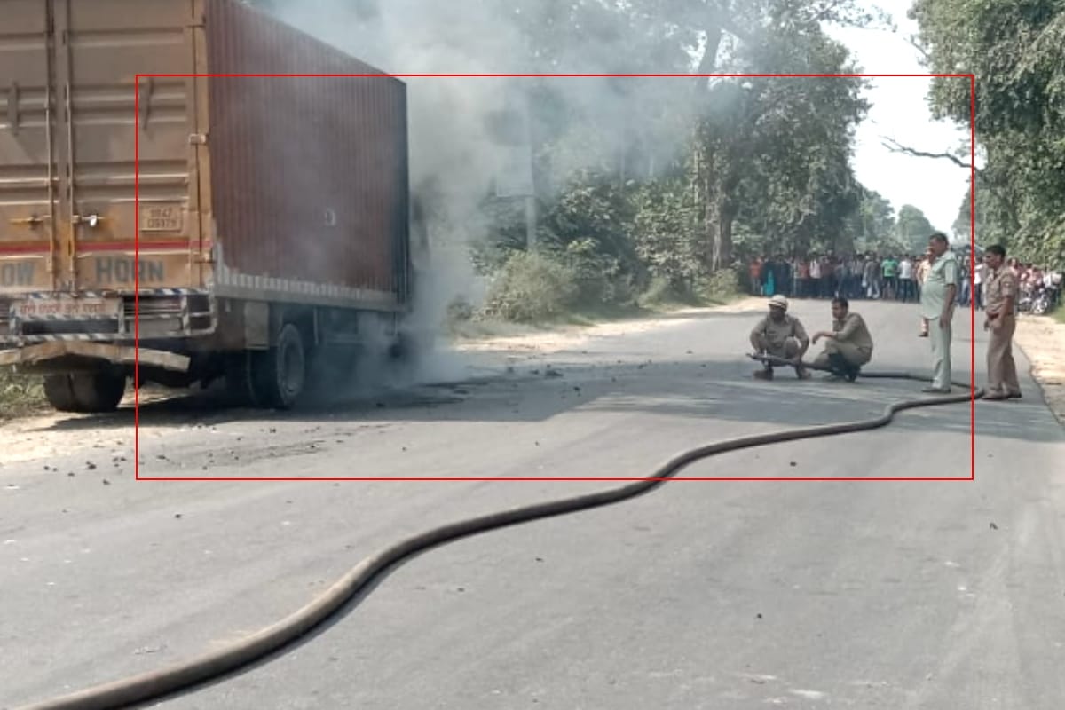 Fire in Milk tanker on the highway in saharanpur
