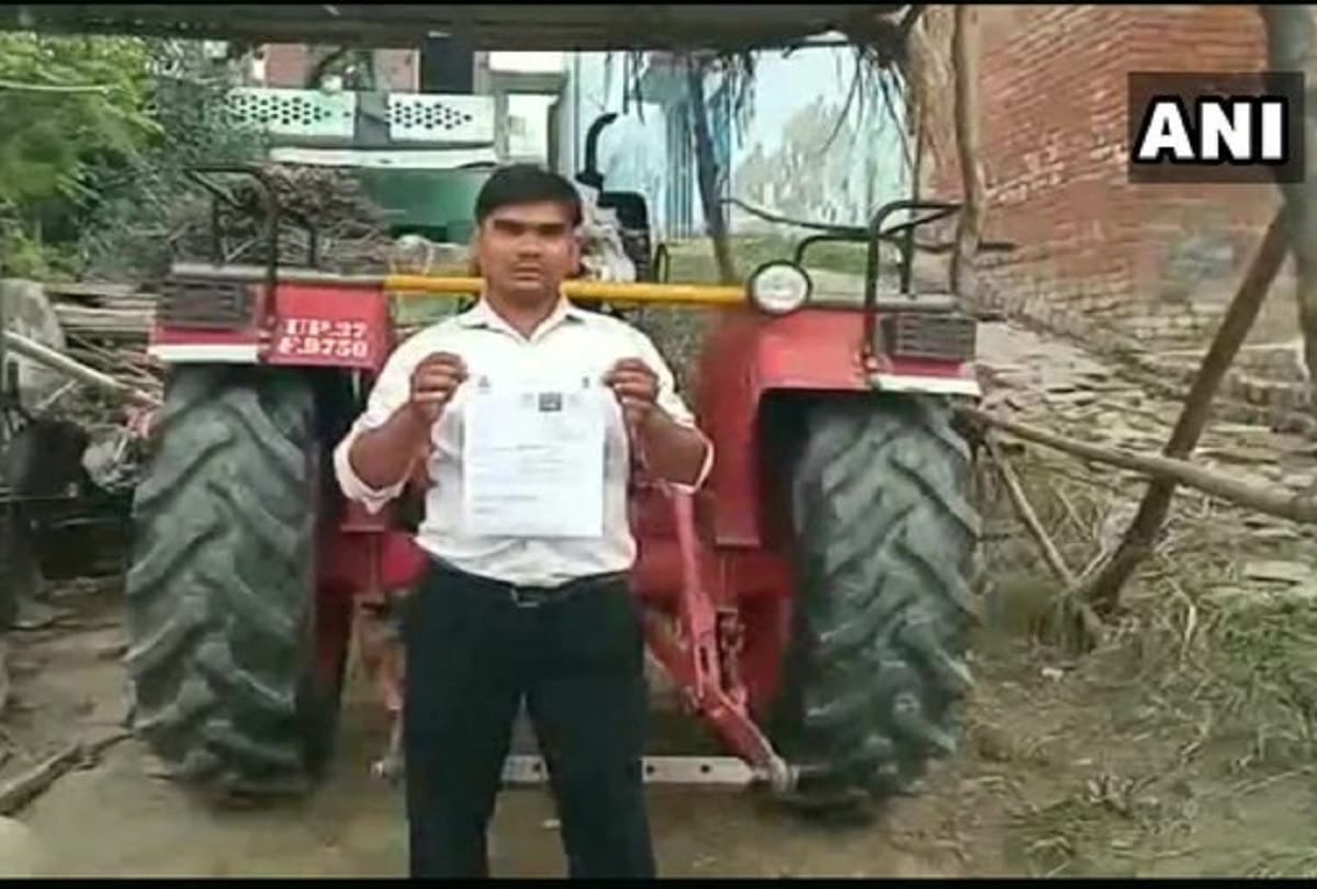 A tractor driver claims that he was issued a challan for not wearing a helmet