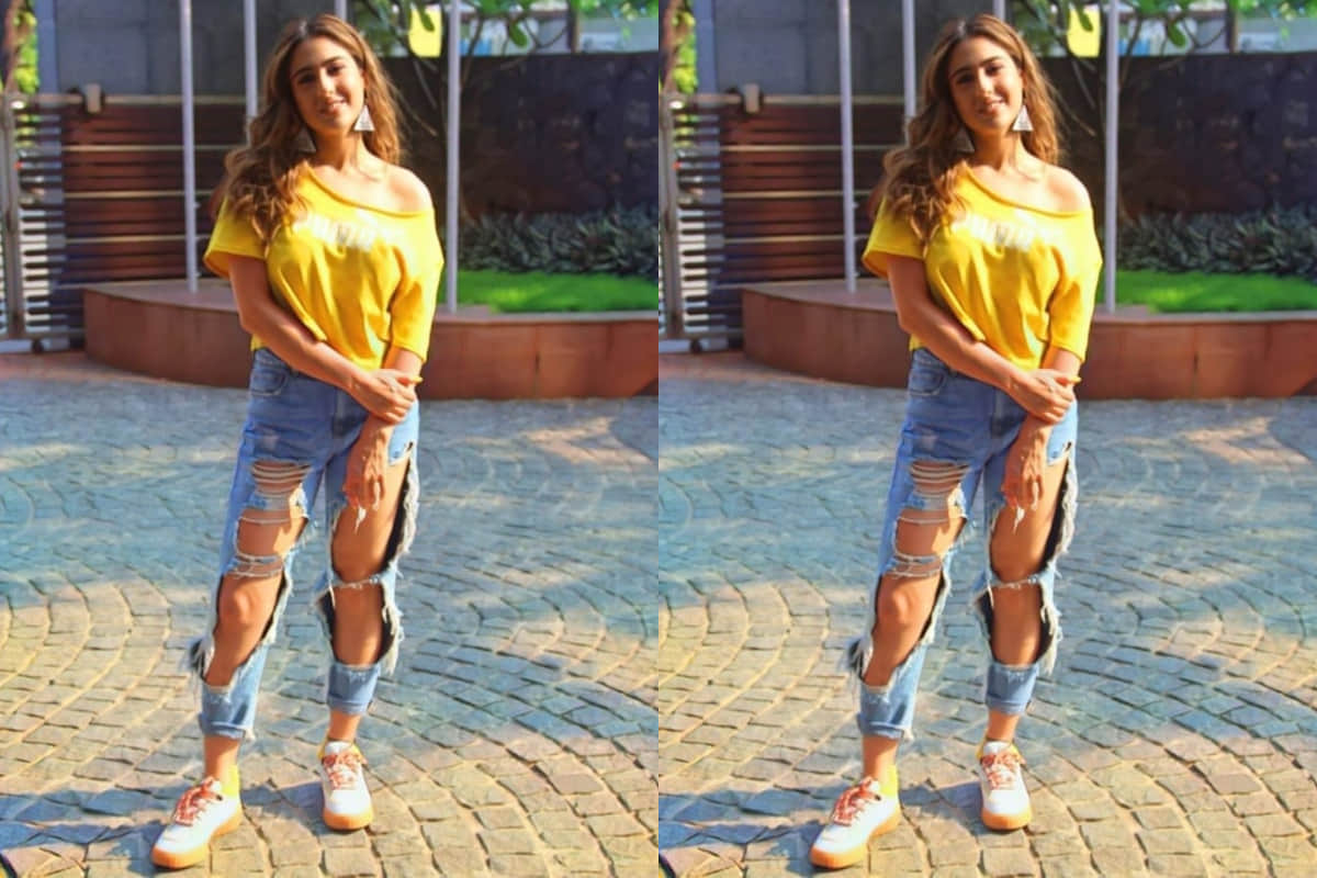 sara ali khan slays in sassy white polka mini dress