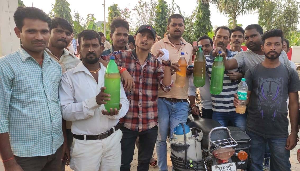 Water mixed with petrol, angry people surrounded petrol pump