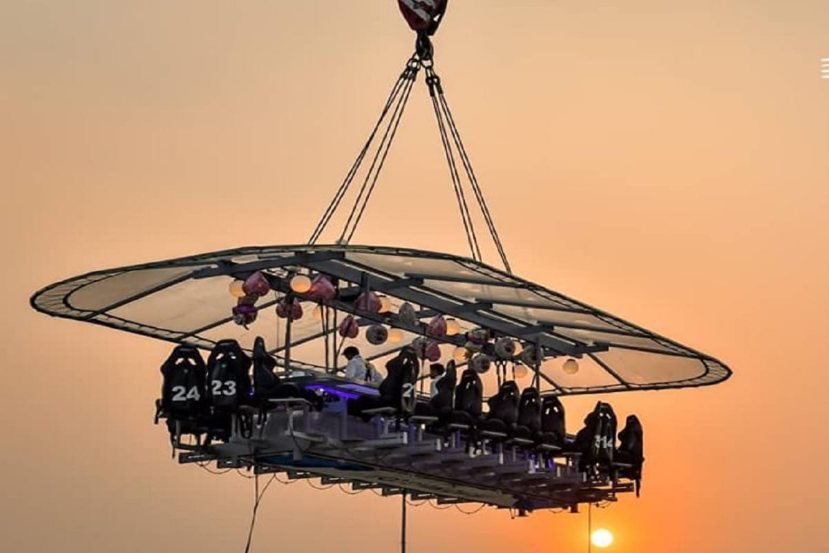 fly dining 160 feet height restaurant in delhi ncr