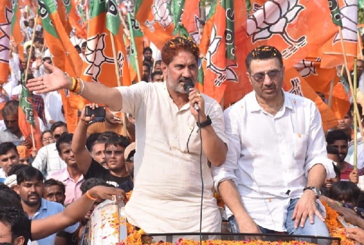 haryana assembly elections, BJP MP Sunny Deol Election Campaign Rally At Narnaund