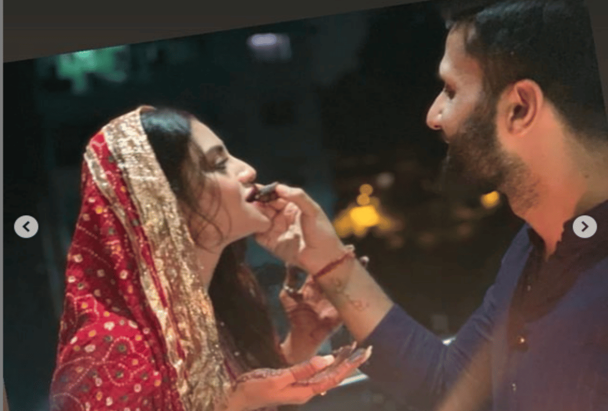 Nusrat Jahan Celebrate her first Karva Chauth with Husband Nikhil Jain Photos Viral