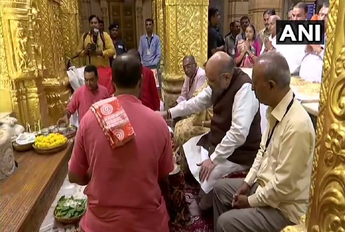 Amit Shah arrived at the famous Somnath temple in Gujarat Gir