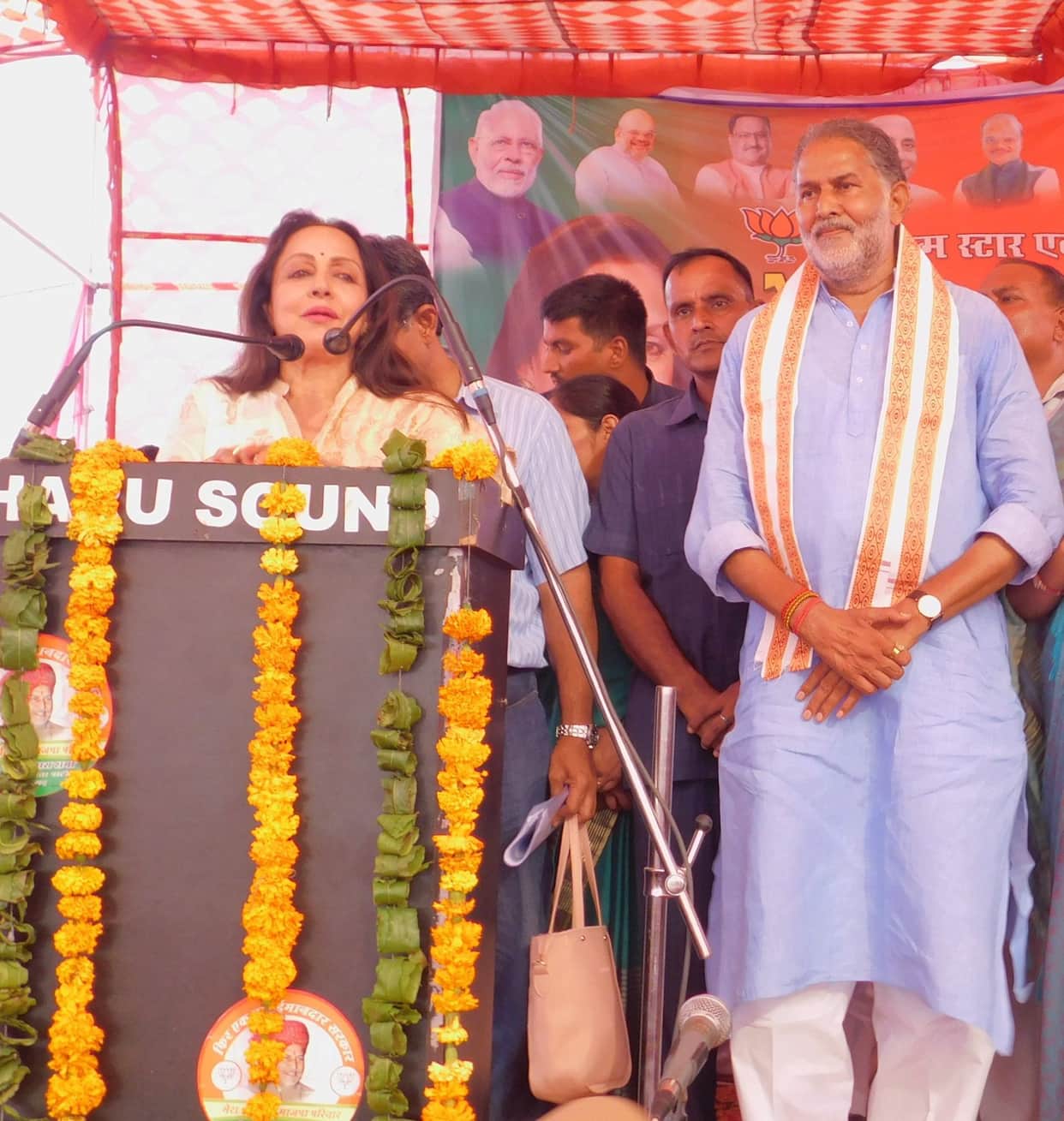 bjp,poltical,narnol,rally,hema malini