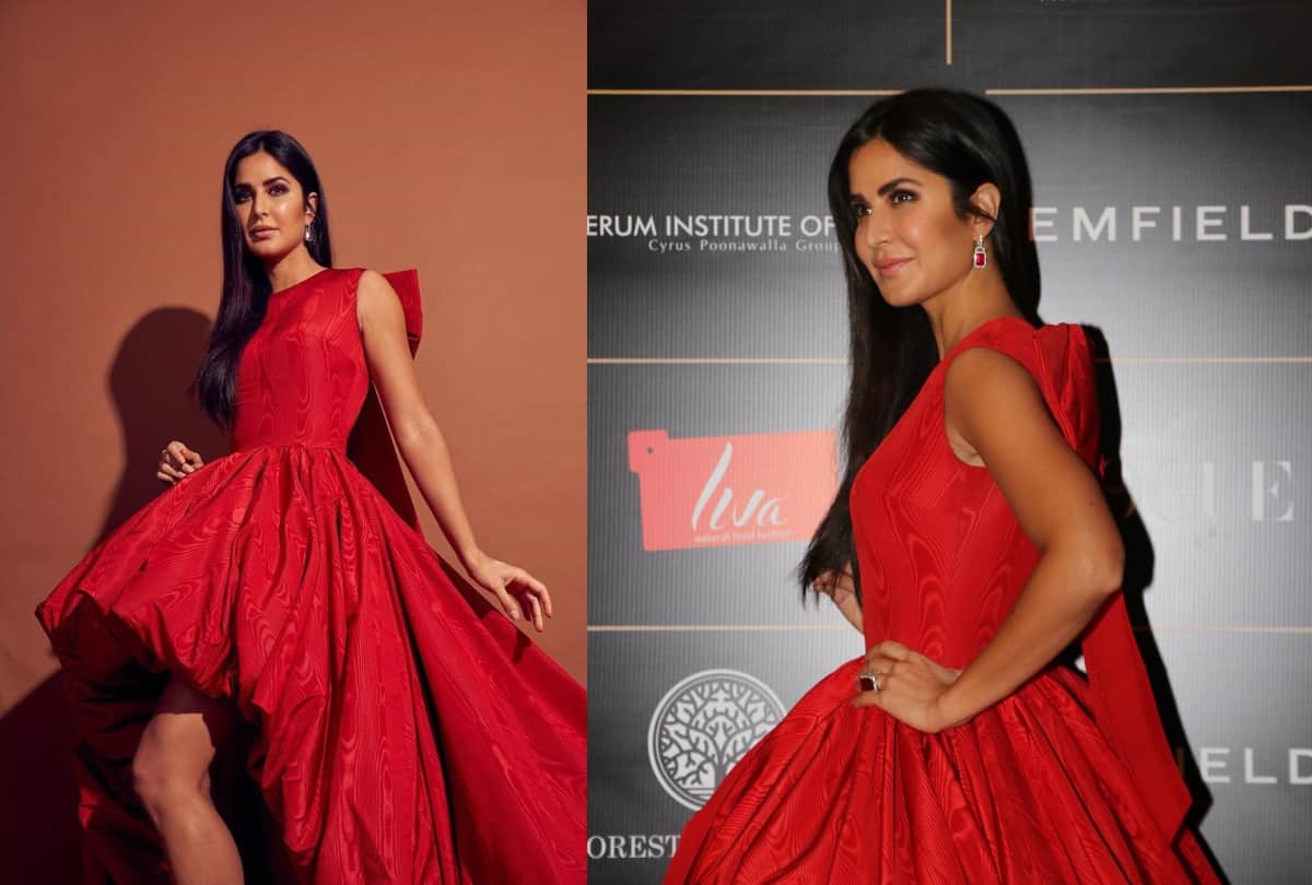 katrina kaif in red ball gown at vogue women of the year award 2019