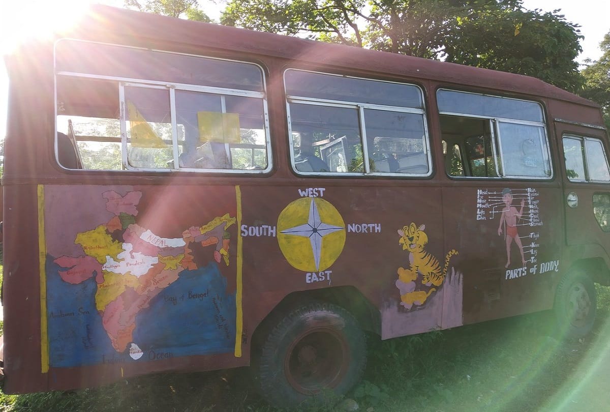 Arunachal Pradesh District administration has set up a classroom in an old and abandoned bus