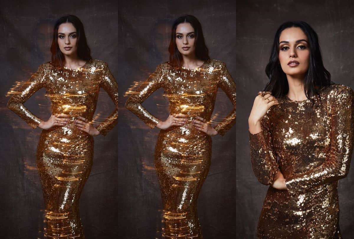 manushi chhillar in anaita adajania designer golden gown at vogue woman of the year award 2019