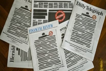 Australian newspapers black out front pages for protest Against Media Restrictions