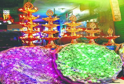diwali lighting decoration material sell in market of agra