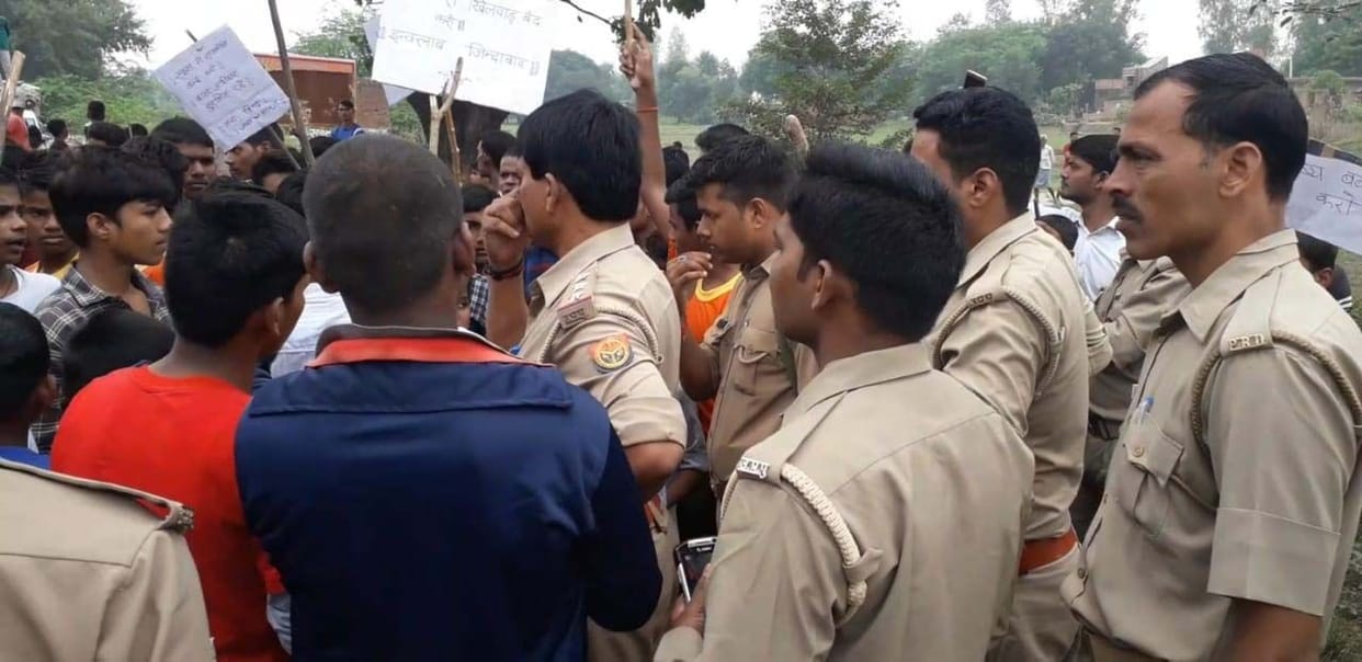 aggitated studnts blocked the road