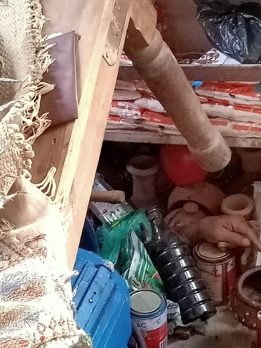 compressor burst in shop, shopkeepers hand blown
