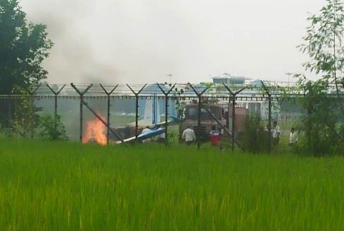 aircraft slipped while landing on runway at indra gandhi flight academy at raebareli