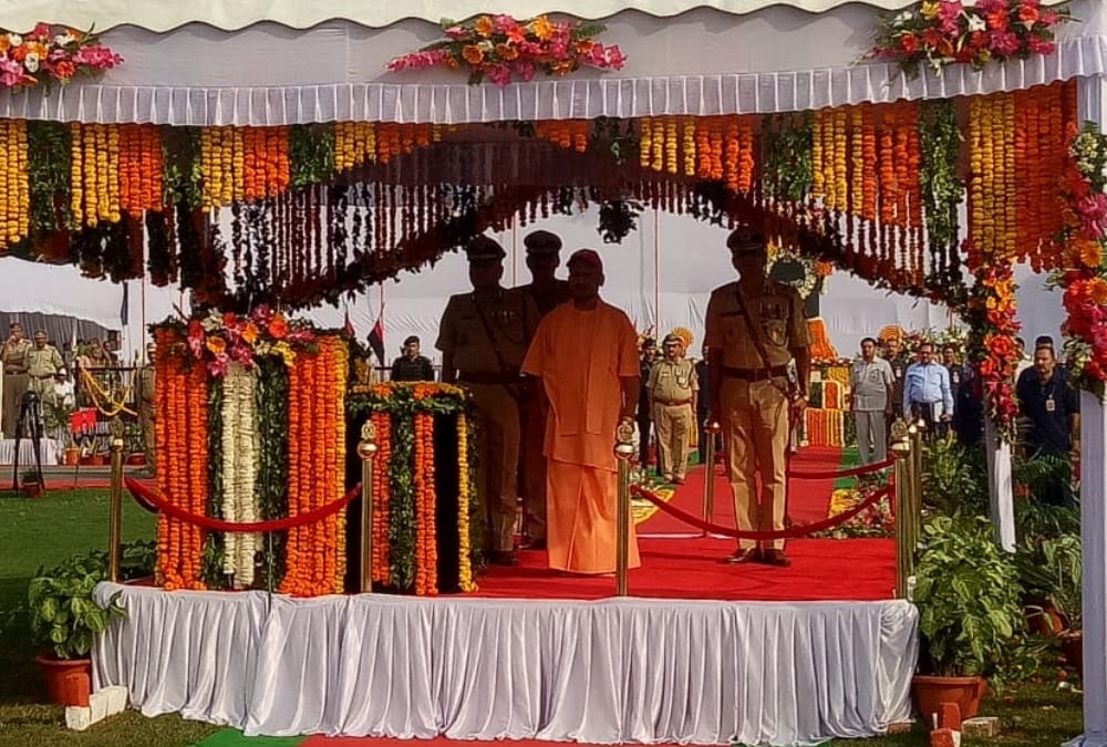 Yogi Adityanath in Police line on Police smriti divas.