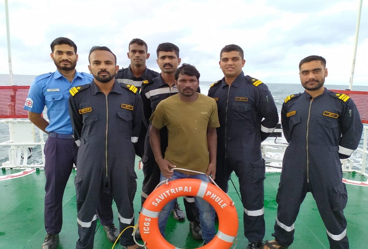 Indian Coast Guard rescued a fisherman after getting missing massage on Karnataka