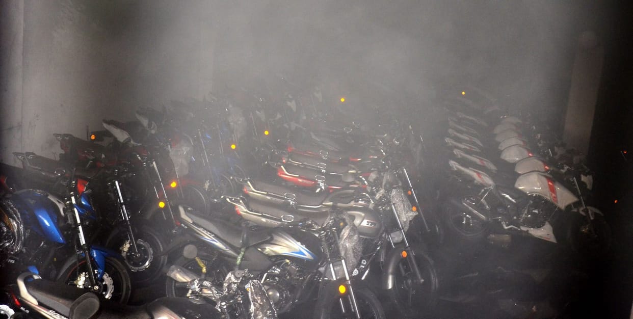 Fire in tvs showroom