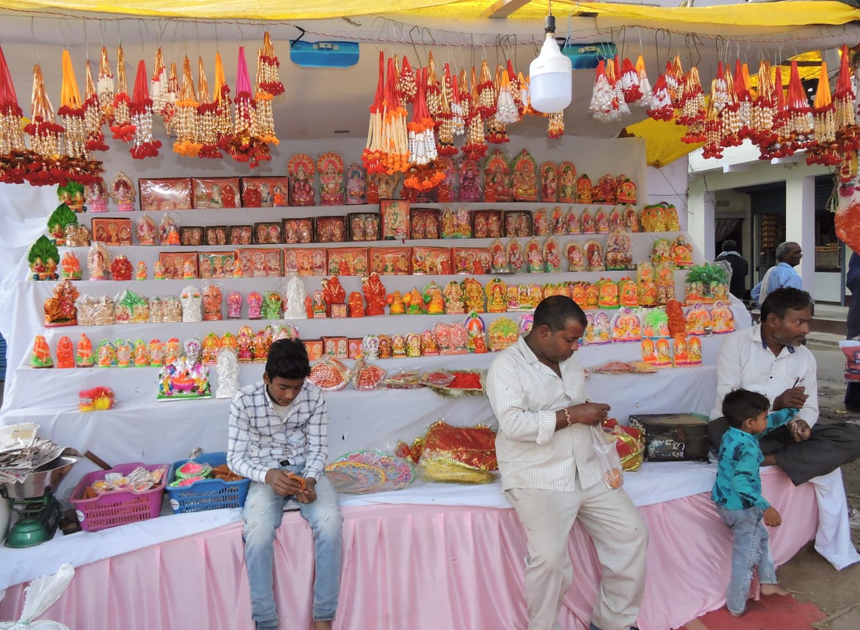 market adorned on Dhanteras.