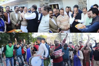 BJP win By-election in pachhad and dharamshala celebration in shimla with CM Jairam Thakur
