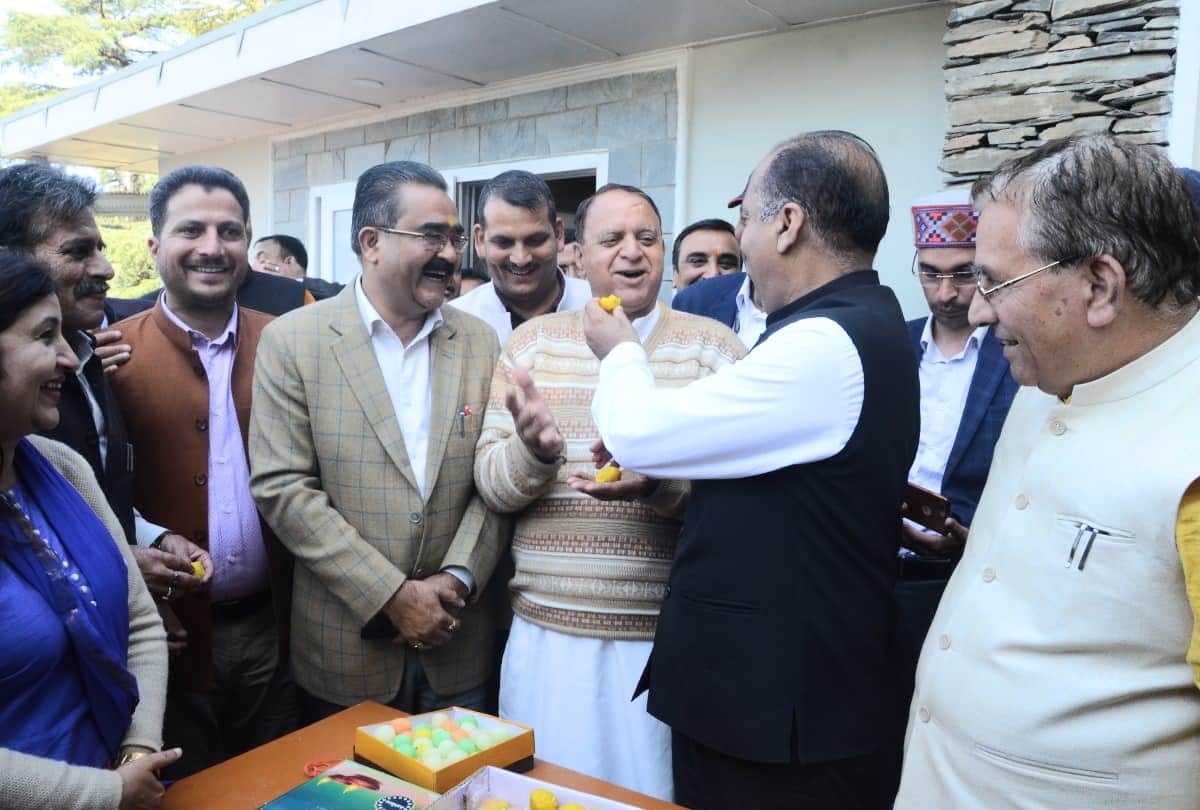 BJP win By-election in pachhad and dharamshala celebration in shimla with CM Jairam Thakur