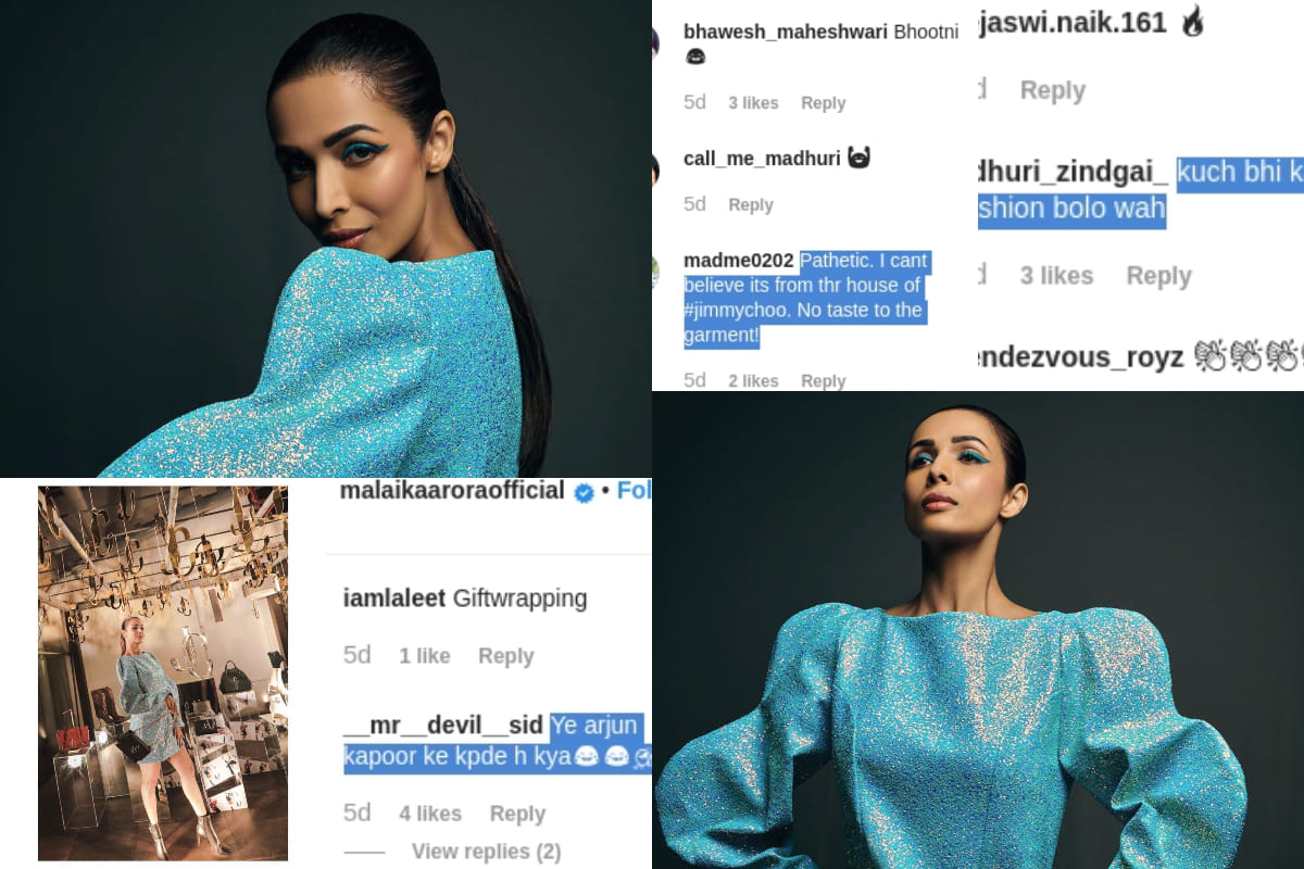 malaika arora slays in extra blue shimmery outfit in jimmy choo collection