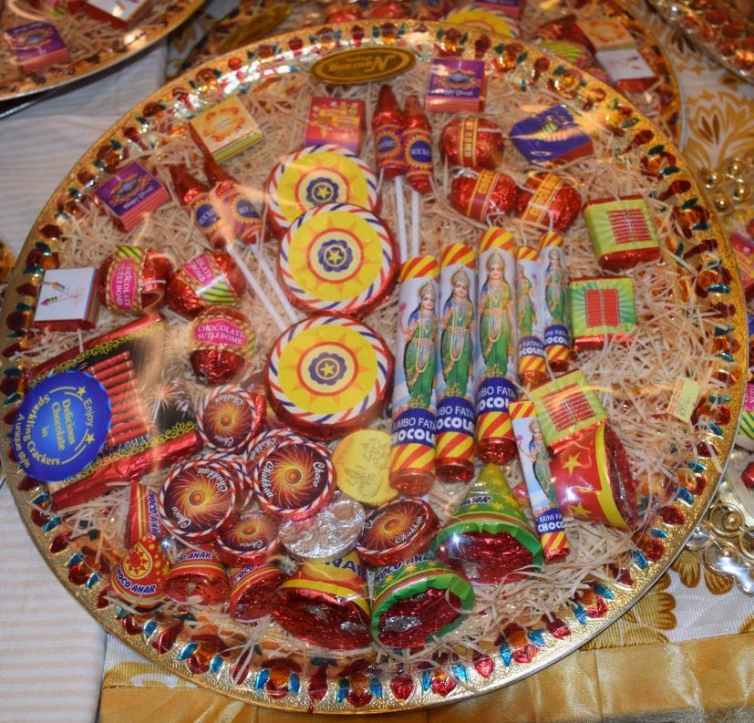 The sweets made on the lines of firecrackers are very pleasing