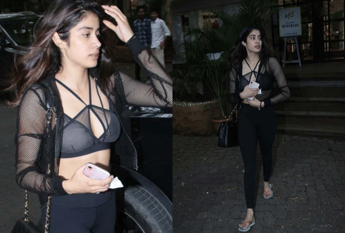 Janhvi Kapoor spotted bold black dress look at gym