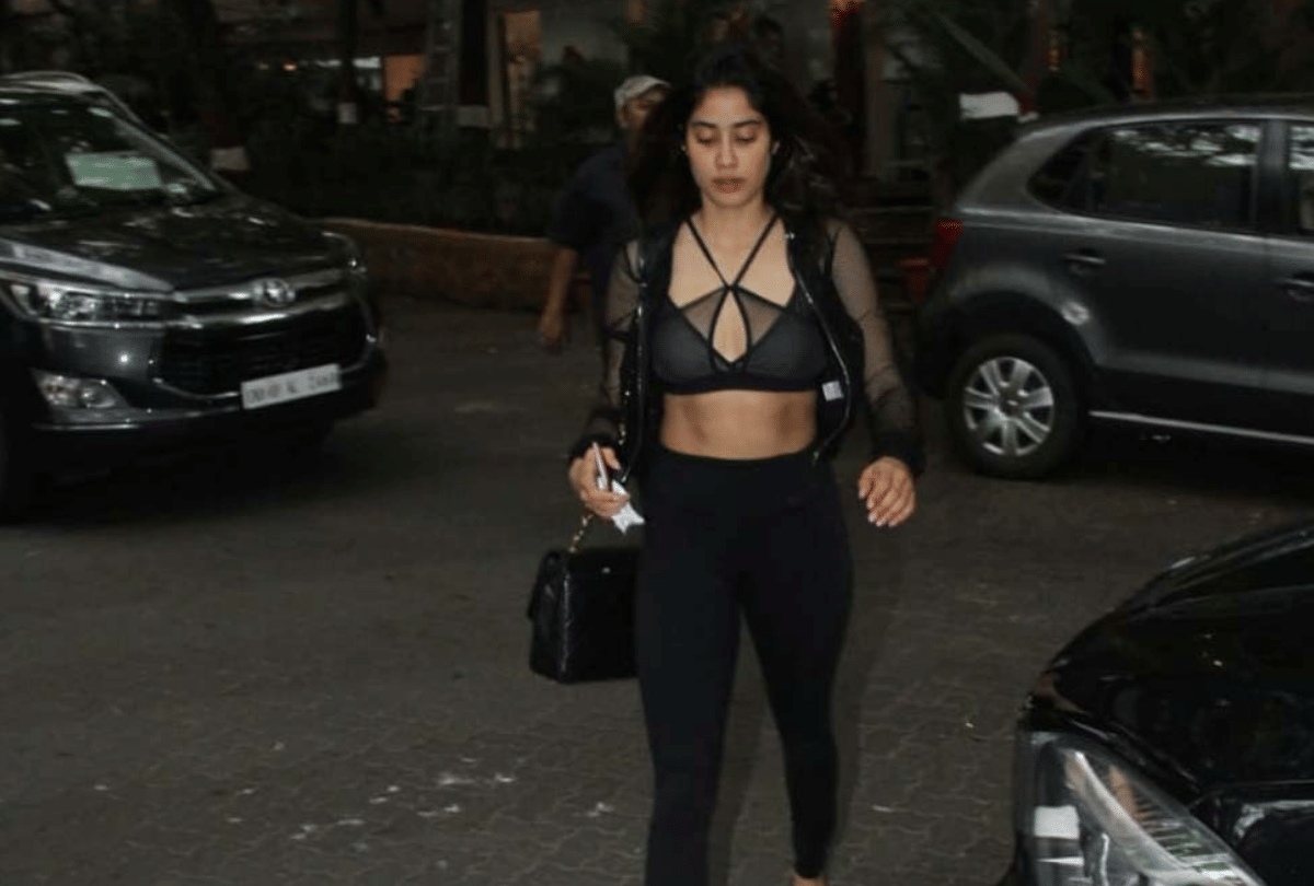 Janhvi Kapoor spotted bold black dress look at gym