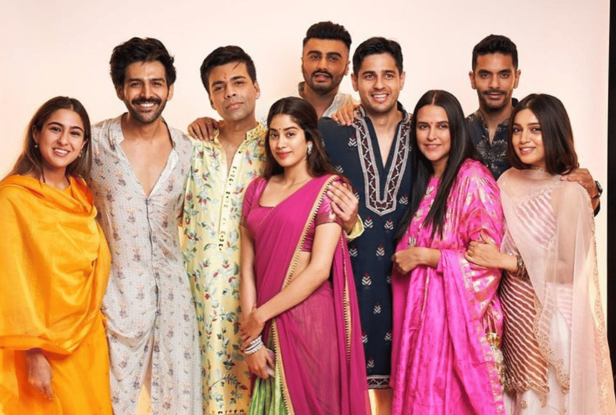 karan johar diwali pooja sara ali khan janhvi kapoor kartik aaryan