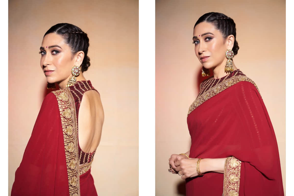 karishma kapoor slays diwali 2019 look in sabyasachi hot red saree