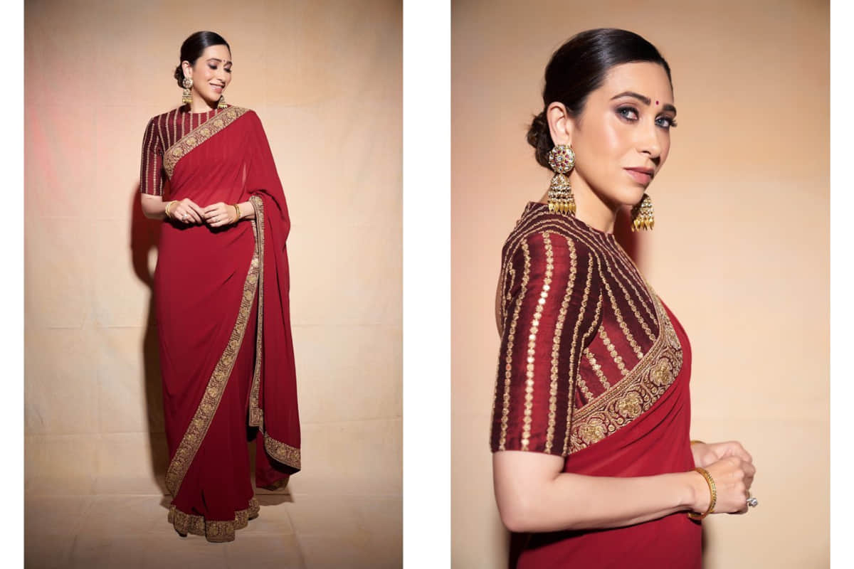 karishma kapoor slays diwali 2019 look in sabyasachi hot red saree