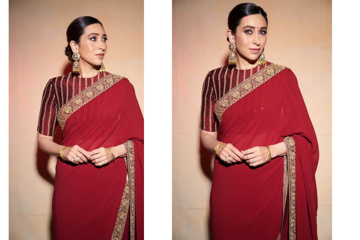 karishma kapoor slays diwali 2019 look in sabyasachi hot red saree