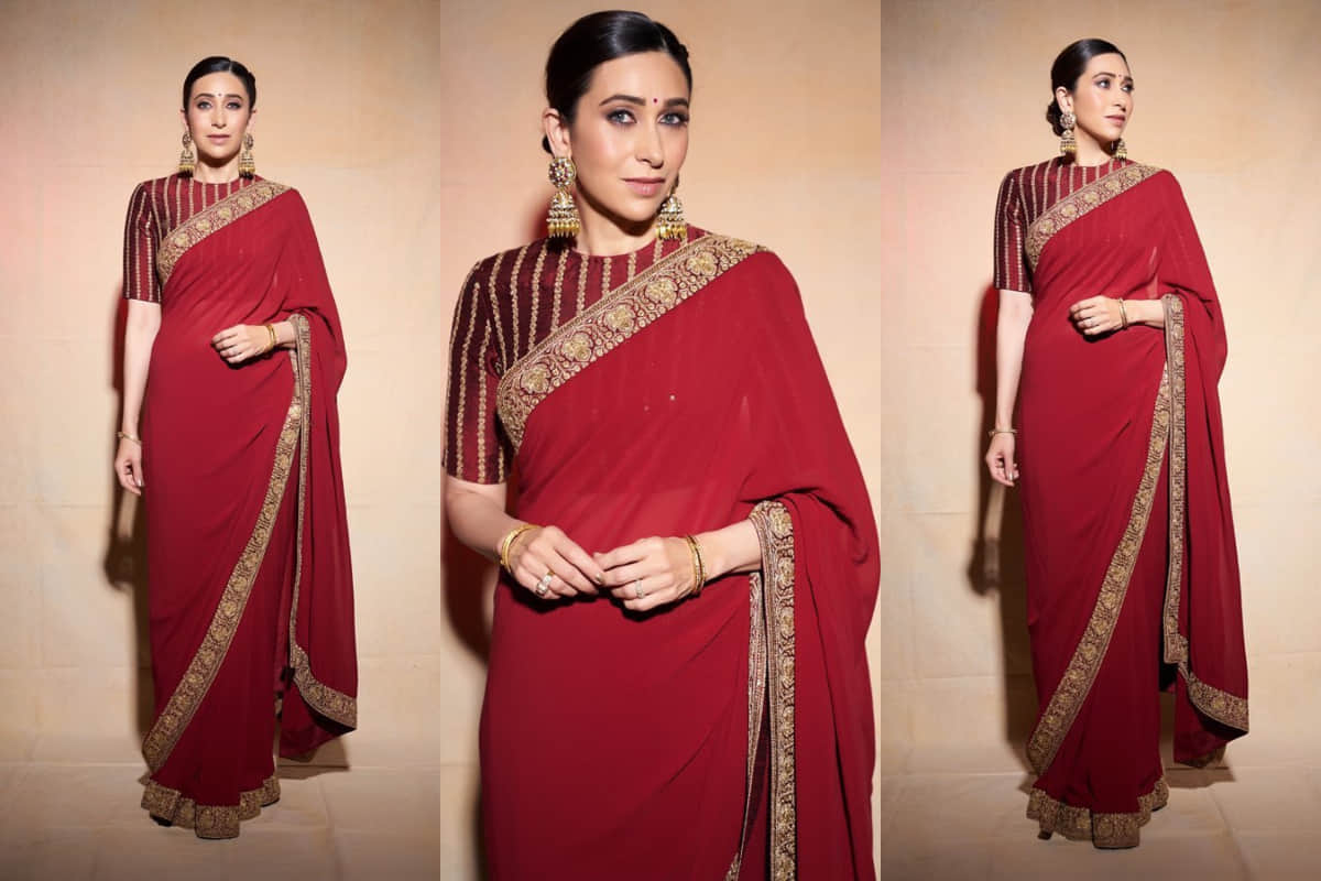 karishma kapoor slays diwali 2019 look in sabyasachi hot red saree