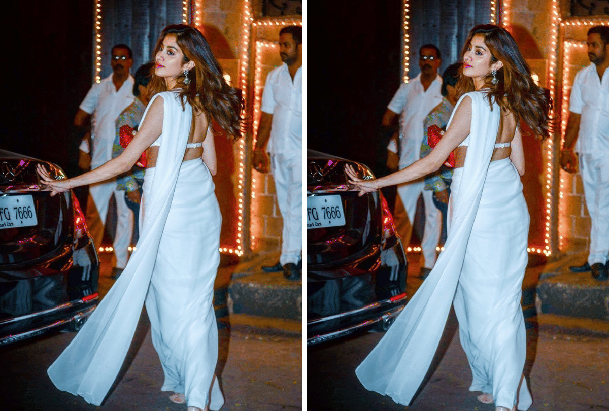 Janhvi Kapoor Looks gorgeous in White Saree Fans Compare With her Mom Sridevi