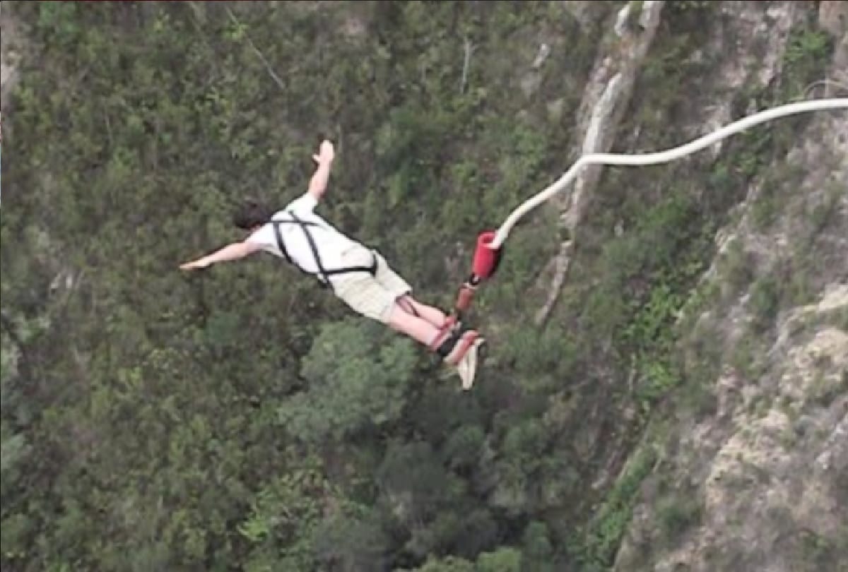 Preparation for base jumping from world's highest railway bridge in jammu kashmir