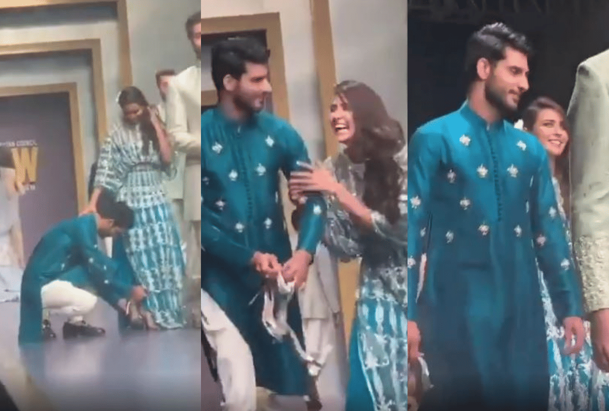 Pakistan model helps his colleague in oops moment on the ramp walk