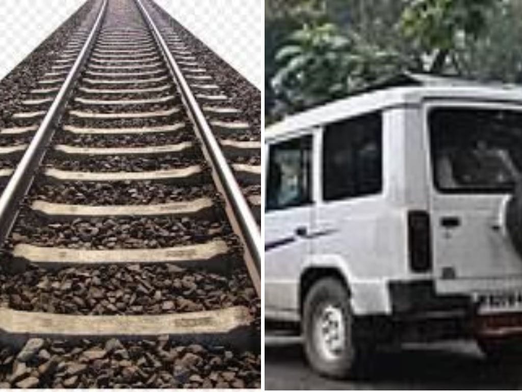 Government jeep ran on railway track in jaunpur