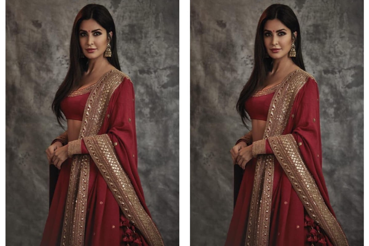 katrina kaif slays in sabyasachi hot red lehenga at amitabh bachchan diwali bash