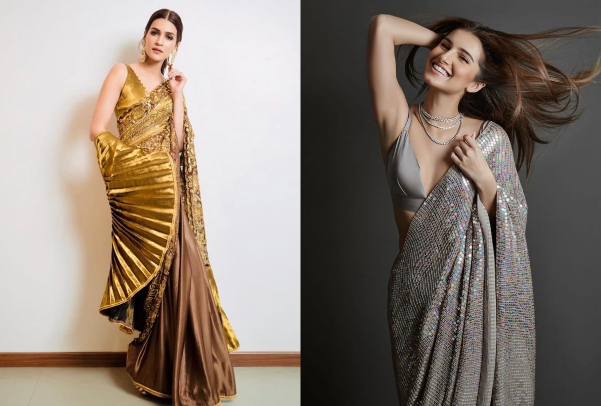 kriti sanon gold and tara sutaria silver saree are new trend setter for wedding function
