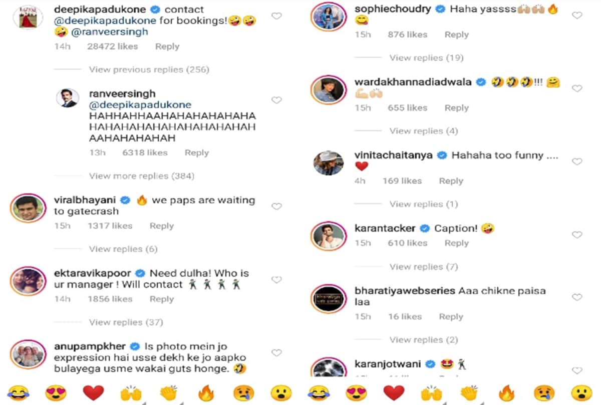 Deepika Padukone Funny comment on Ranveer Singh Entertainer for Hire post on Instagram
