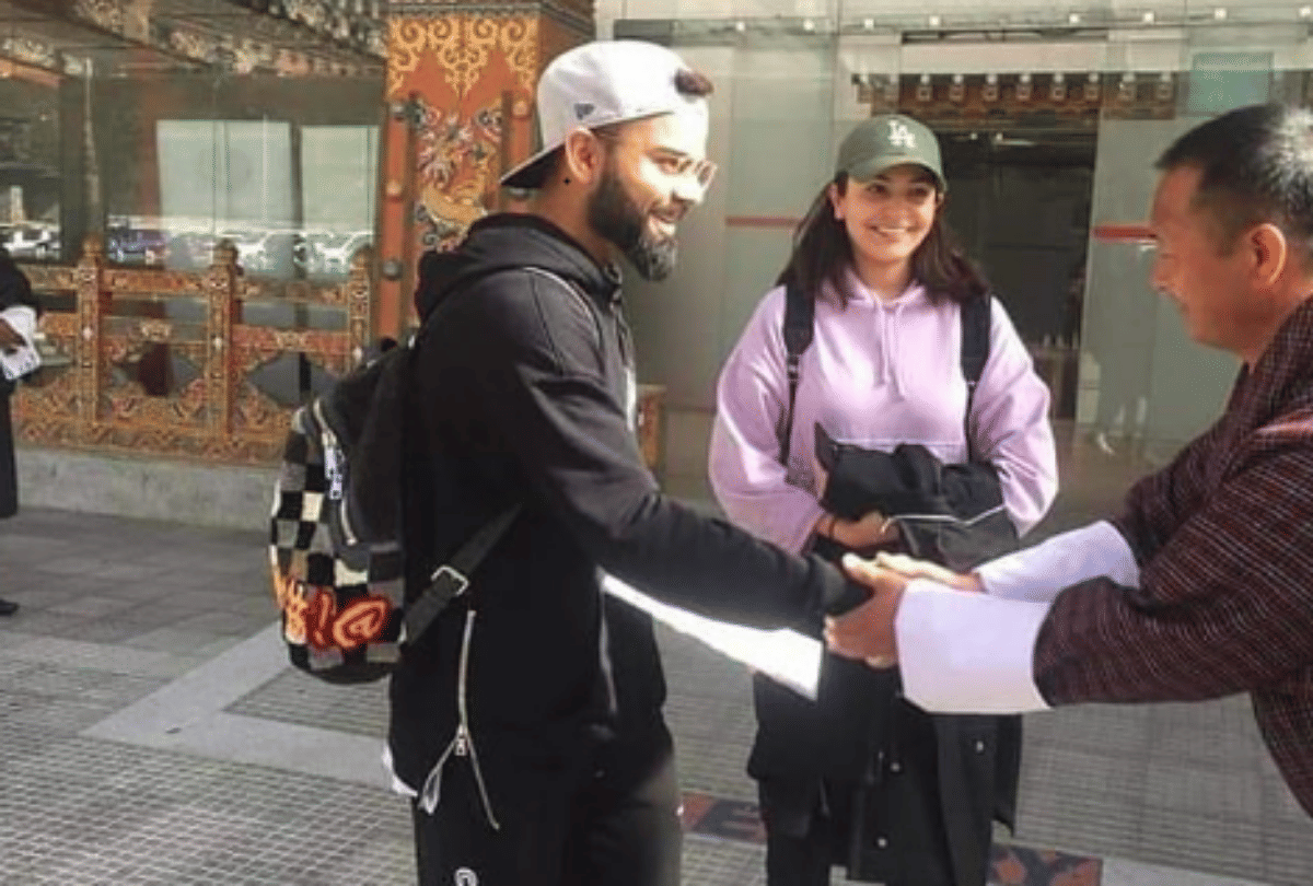 virat kohli and anushka sharma were snapped in bhutan