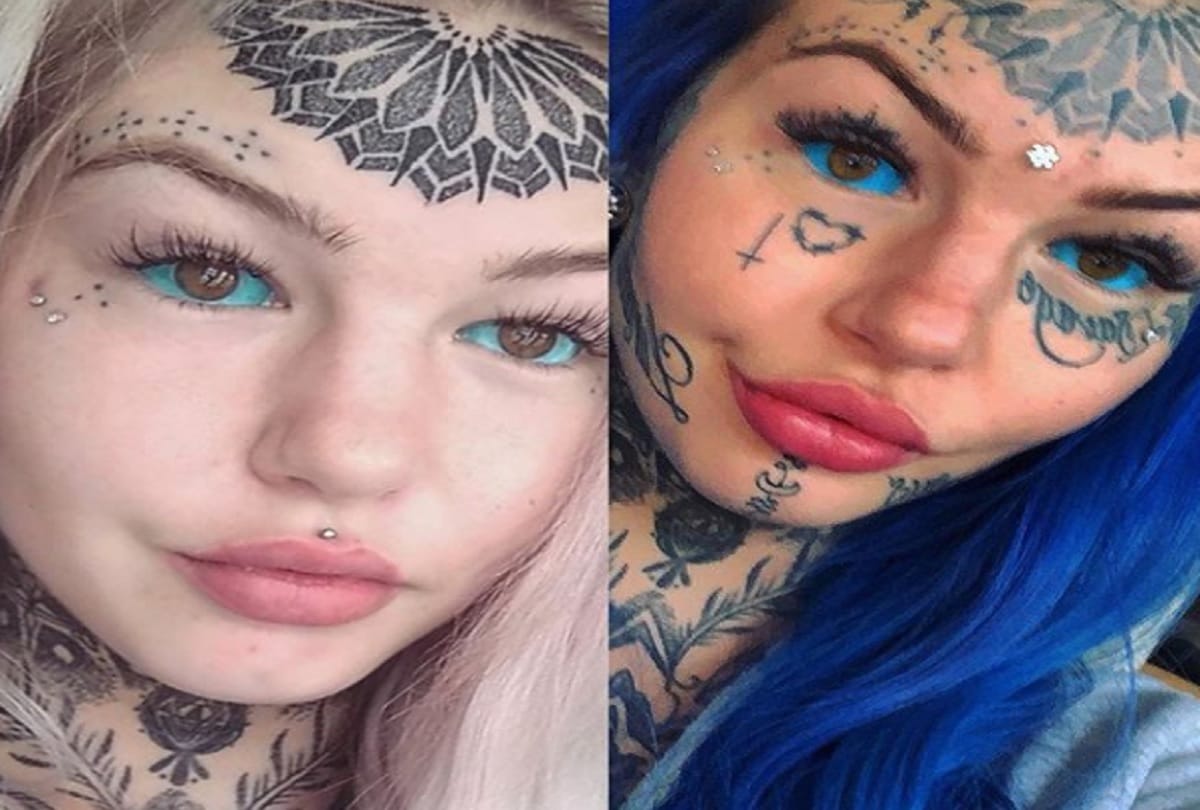 Dragon girl goes blind for three weeks after getting excruciating blue tattoos on her eyeballs